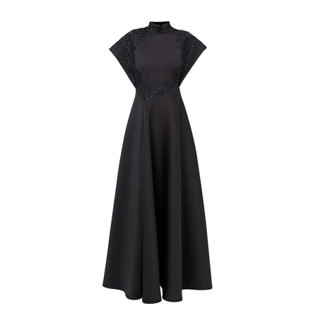 Black Embellished Neoprene Evening Dress | LIA ARAM | Wolf & Badger