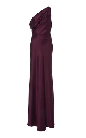 Draped One-Shoulder Silk-Crepe Gown