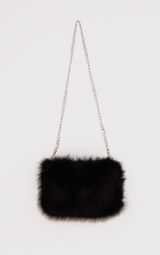 Christah Black Faux Fur Chain Shoulder bag - Bags & Purses - PrettylittleThing | PrettyLittleThing