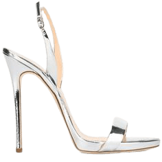 metallic silver high heel sandals