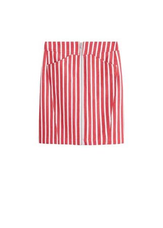 MANGO Striped denim miniskirt