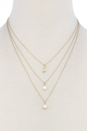 Sexy chic pearl 3 layer necklace