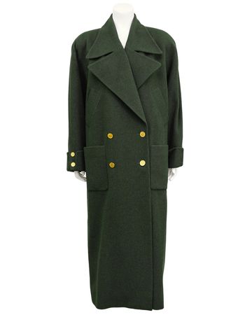 CHANEL  Green Wool Trench Coat