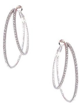 White Gold Double Pave Hoop Earrings