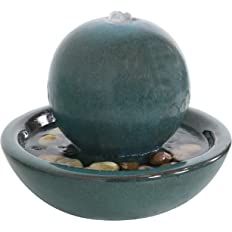 Amazon.com: Sunnydaze Ceramic Tabletop Water Fountain with Orb Design - Indoor Zen Desktop Relaxing Water Feature - Interior Spa and Yoga Decoration - 7-Inch Tall : Home & Kitchen