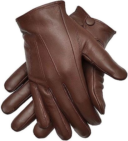 Men's Dress Leather Gloves (Medium, Dark Brown) at Amazon Men’s Clothing store