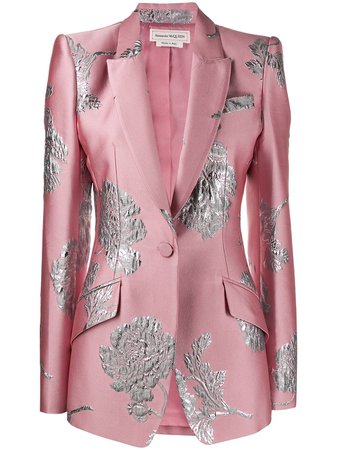 Pink Alexander Mcqueen Floral Brocade Blazer | Farfetch.com