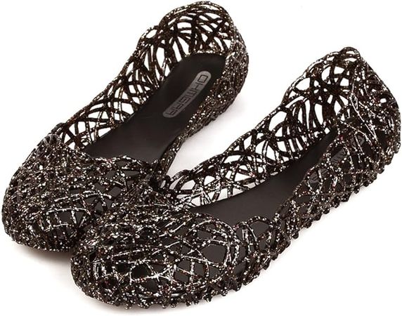 Amazon.com | Domucos Women Flat Summer Sandals Beach Jelly Shoes Cool Soft Plastic Boat Shoes-Black-7.5-39… | Sandals