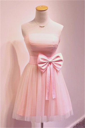 Girly Simple Short Pink Cheap Strapless Homecoming Dresses Bridesmaid Dresses on Luulla