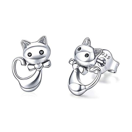 Amazon.com: VOROCO Stud Earrings 925 Sterling Silver Cute Animal Ear Studs Hypoallergenic Pet Jewelry Tiny Earring for Women Girl with Gift Box(cat): Clothing