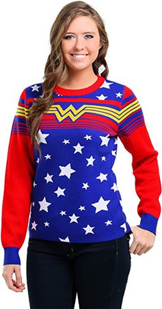 Amazon.com: Fun Costumes Wonder Woman Ugly Christmas Sweater for Women Wonder Woman Sweaters X-Large Blue,red: Clothing