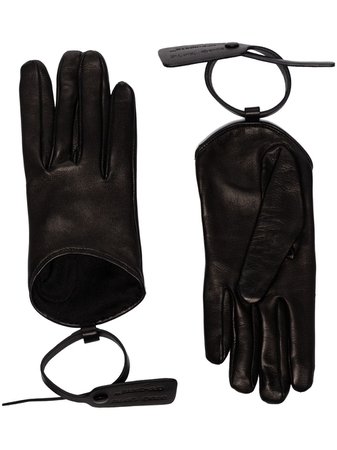 Black Off-White zip-tie detail gloves OWNE007F20LEA0011000 - Farfetch