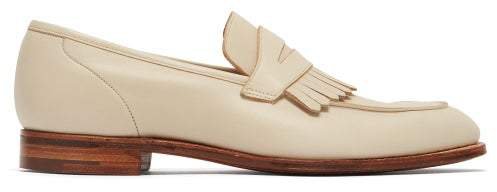 Crockett & Jones - Julia Fringed Leather Loafers - Womens - White