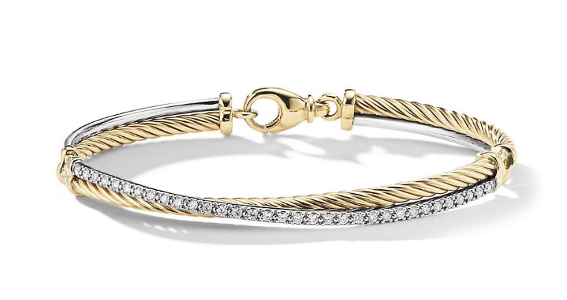 Crossover Linked Bracelet in 18K Yellow Gold with Pavé Diamonds