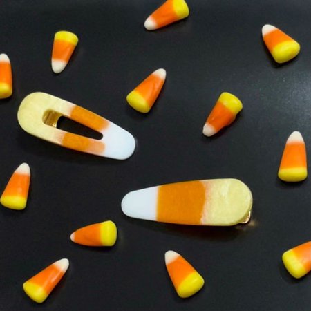 Candy Corn 2pk Hair Clips Yellow Orange and White Glitter | Etsy