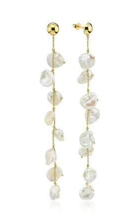 14k Yellow Gold Pearl Earrings By Charms Company | Moda Operandi