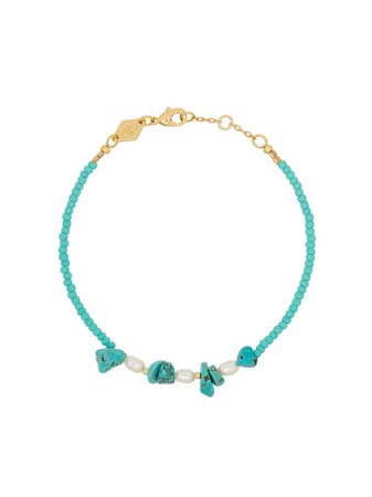 Anni Lu 18K gold-plated Emmanuelle Turquoise Beaded Bracelet - Farfetch