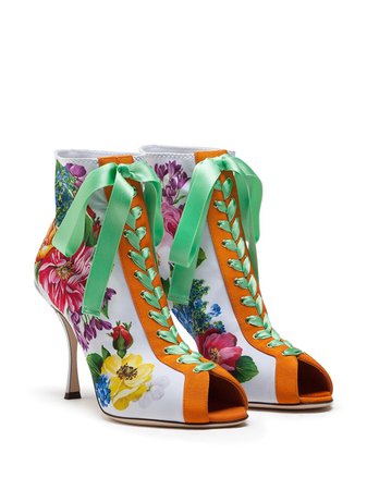 Dolce & Gabbana Geranium Print lace-up Boots - Farfetch