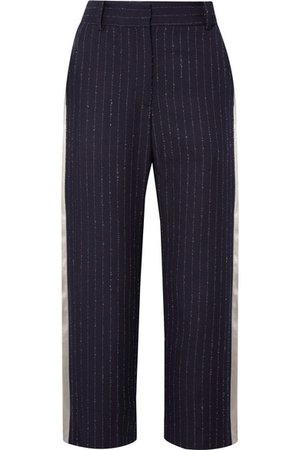 Sies Marjan | Bexley cropped satin-trimmed pinstriped wool-blend twill straight-leg pants | NET-A-PORTER.COM