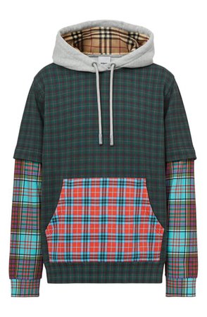 Burberry Hallows Patchwork Check Cotton Blend Hoodie | Nordstrom