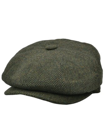 Vintage Style Green Herringbone Newsboy Cap | Revival Vintage UK