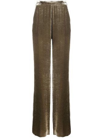 Shop ETRO velvet-effect wide-leg trousers with Express Delivery - FARFETCH