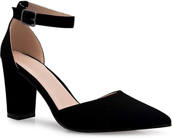 Amazon.com | Olivia K Women's Sexy D'Orsay Ankle Strap Pointed Toe Block Heel Pump - Classic, Comfortable | Pumps