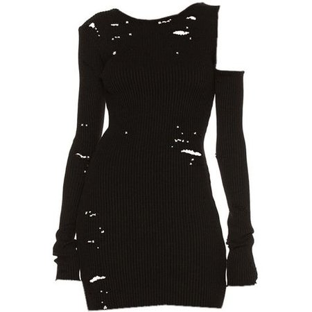 Black Torn Mini Dress