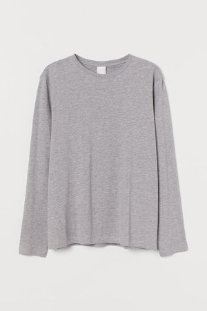 Long-sleeved Jersey Top - Gray