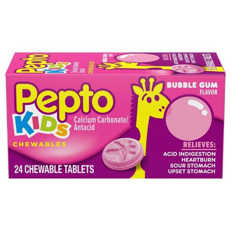Pepto Children's Antacid Bubble Gum Chewable Tablet 24ct : Target