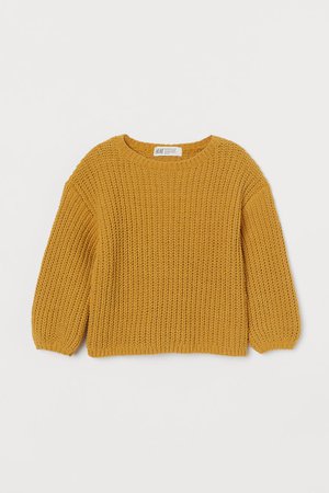 Knitted chenille jumper - Dark yellow - Kids | H&M GB