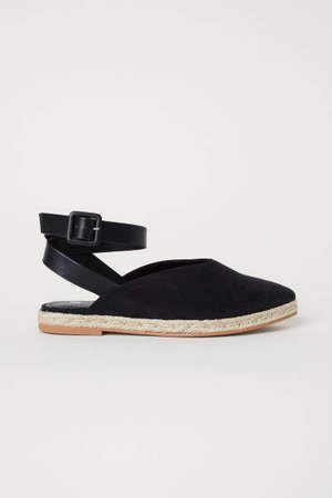Espadrilles with Ankle Strap - Black