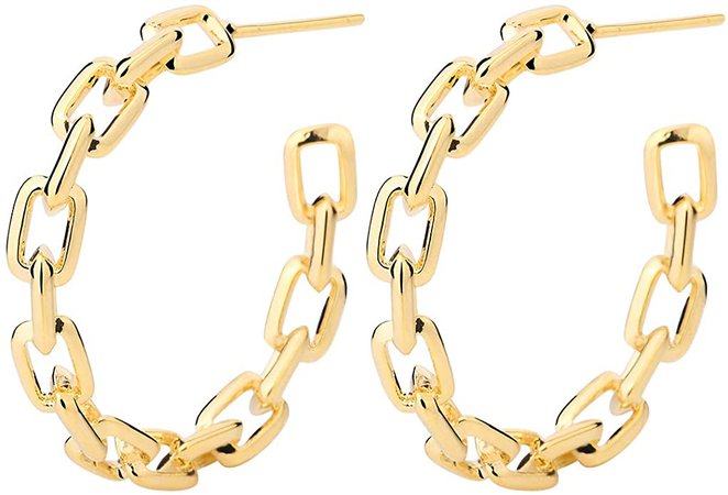 Amazon.com: Hoop Earrings for Women - Link Hoop Earrings in 14k Gold/White Gold - Chain Hoop Earrings for Girls（Dia.20mm）: Clothing