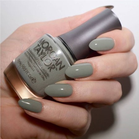 muted green nails