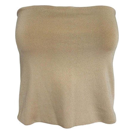 Ferragamo Silky Taupe Knit Stretch Bandeau Top Large For Sale at 1stDibs