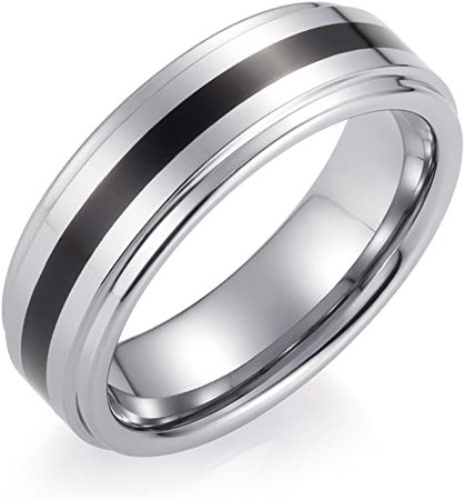 Silver ring with black line