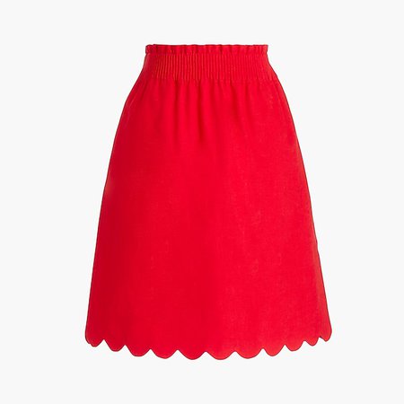 J. Crew Red Scallop Skirt
