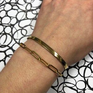 Link Chain Bracelet 18k Gold Herringbone Bracelet Gold | Etsy