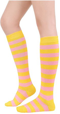 Amazon.com: Century Star Women's Knee High Socks Athletic Thin Stripes Tube Socks High Stockings Outdoor Sport Socks 1 Pack Yellow Pink Stripes One Size : Clothing, Shoes & Jewelry