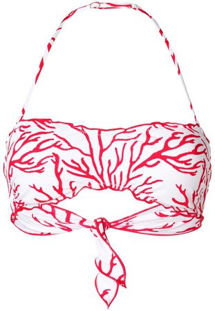 coral print bandeau bikini top