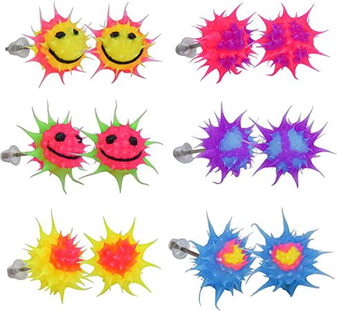 Amazon.com: 6 Pairs Y2K Earrings Set for Women, Glow in the Dark Kawaii Earrings for Teens, Smiley Face Earring Sets for Girls, Trendy Cute Funky Silicone Earing Pack, Alt Girl Aesthetic Unique Kidcore Jewelry Accessories: Clothing, Shoes & Jewelry