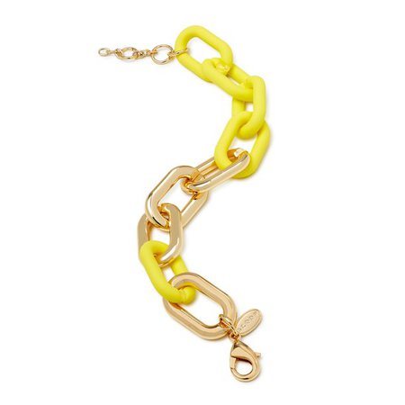 Scoop Women’s Citron Resin and 14K Gold Flash-Plated Chain Link Bracelet - Walmart.com