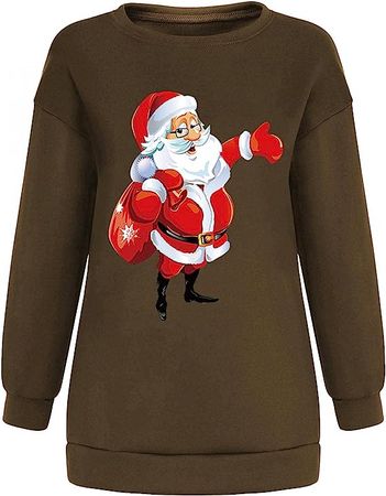 Women's Crewneck Sweatshirt Loose Long Sleeve Christmas Element Cute Printing Autumn Winter Comfy Casual Pullover Top at Amazon Women’s Clothing store