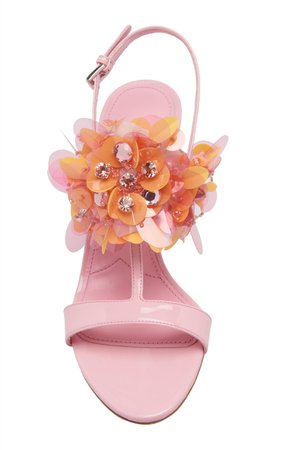 Floral-Appliquéd Patent-Leather Sandals by Prada | Moda Operandi