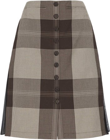 Rokh Gingham Pleated Cady Skirt Size: 36