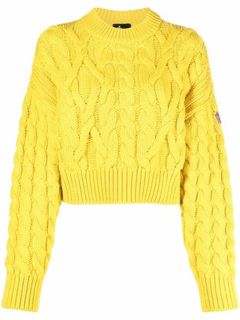 Shop Moncler cable-knit cropped jumper with Express Delivery - FARFETCH