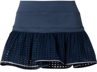 L'Etoile Sport - Pointelle-paneled Stretch-jersey Tennis Skirt - Navy