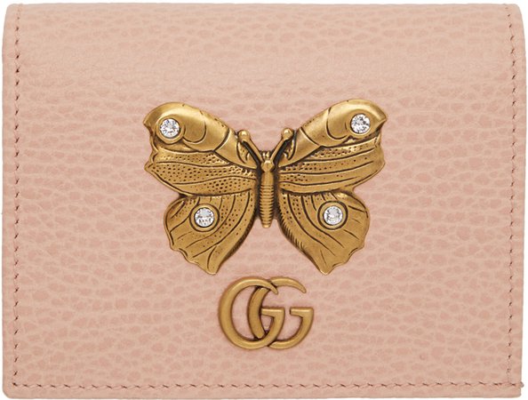 Gucci: Pink Butterfly Bifold Wallet | SSENSE