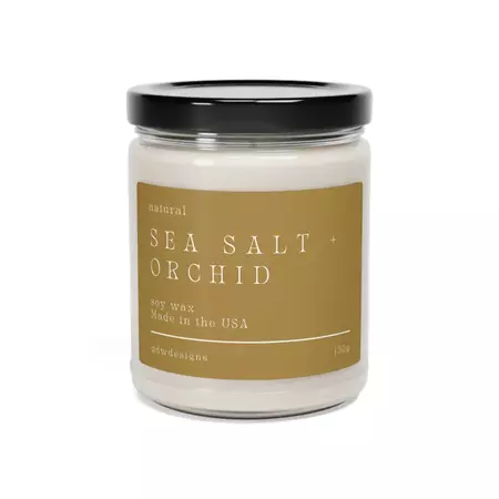 Scented Soy Candle, Clean Cotton, Sea Salt + Orchid, White Sage + Lave