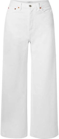 60s Extreme Cropped High-rise Wide-leg Jeans - White